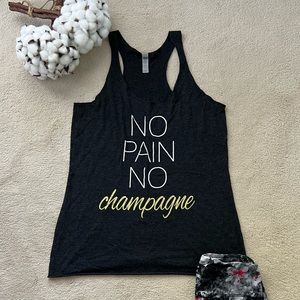 No Pain No Champagne Dark Gray Racerback Workout Tank